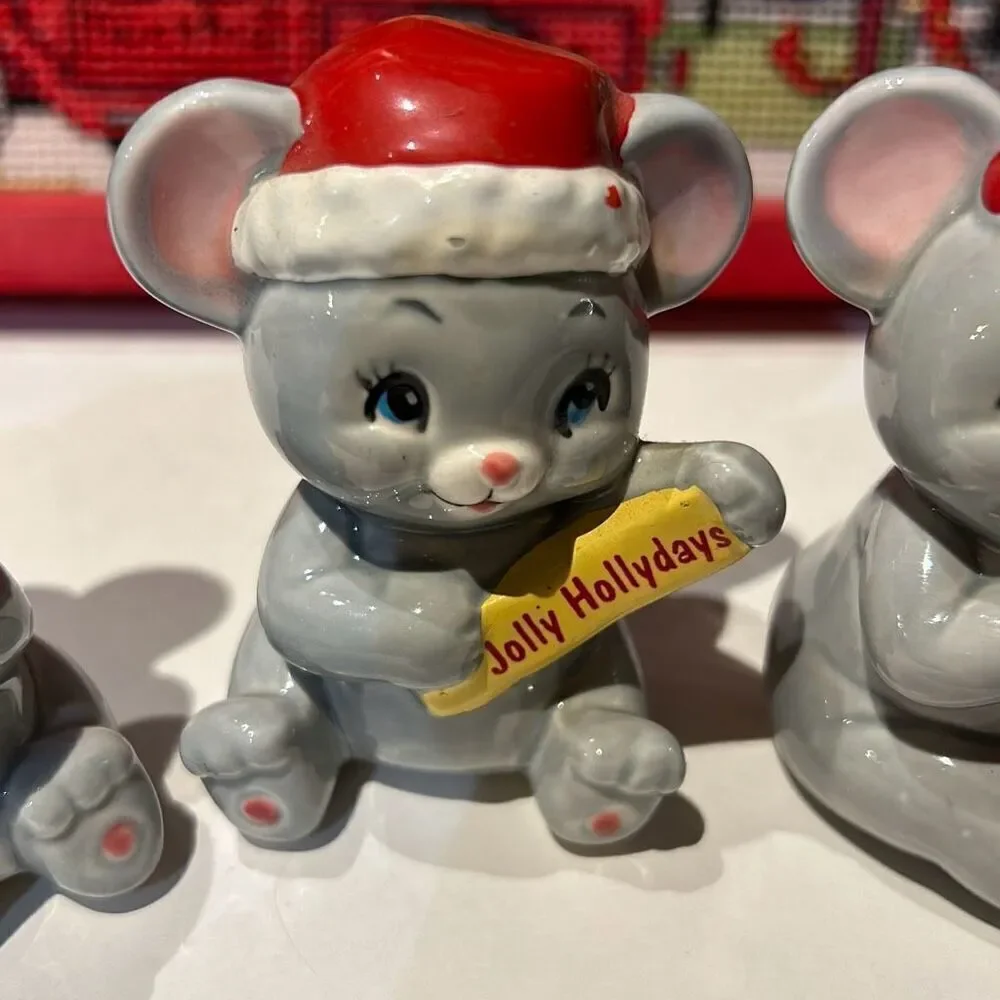 Russ Berrie Vintage Christmas Mouse Mice Set of 3